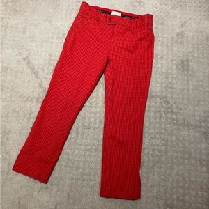 Anthropologie slim fit red / coral color checkered pants.  Stretchy!  EUC!